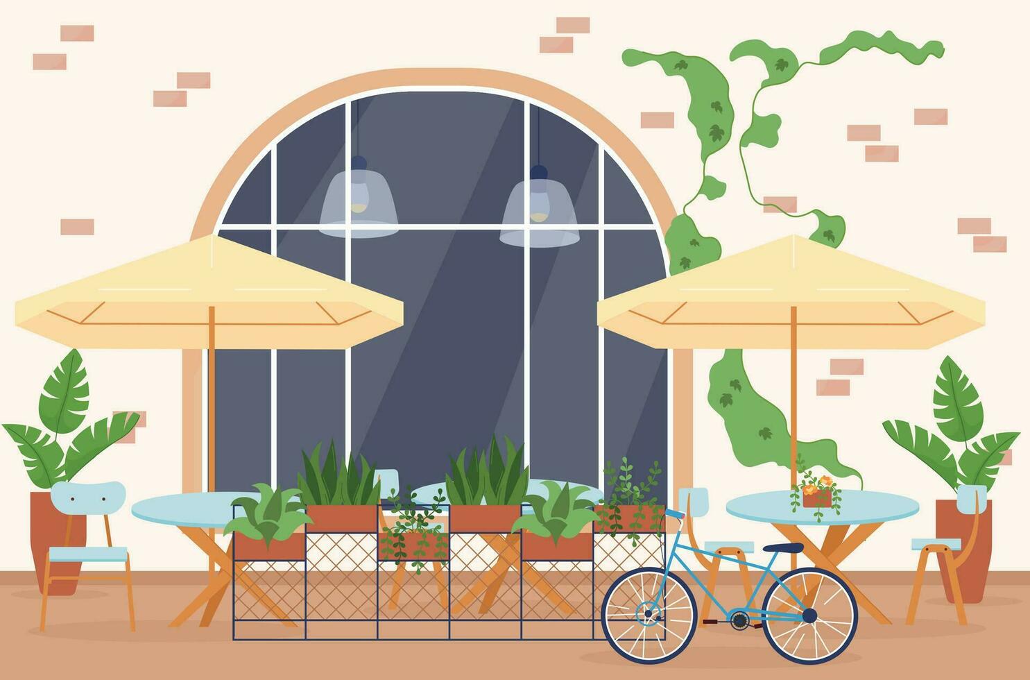 Eco Cafe Outdoor Composition vector