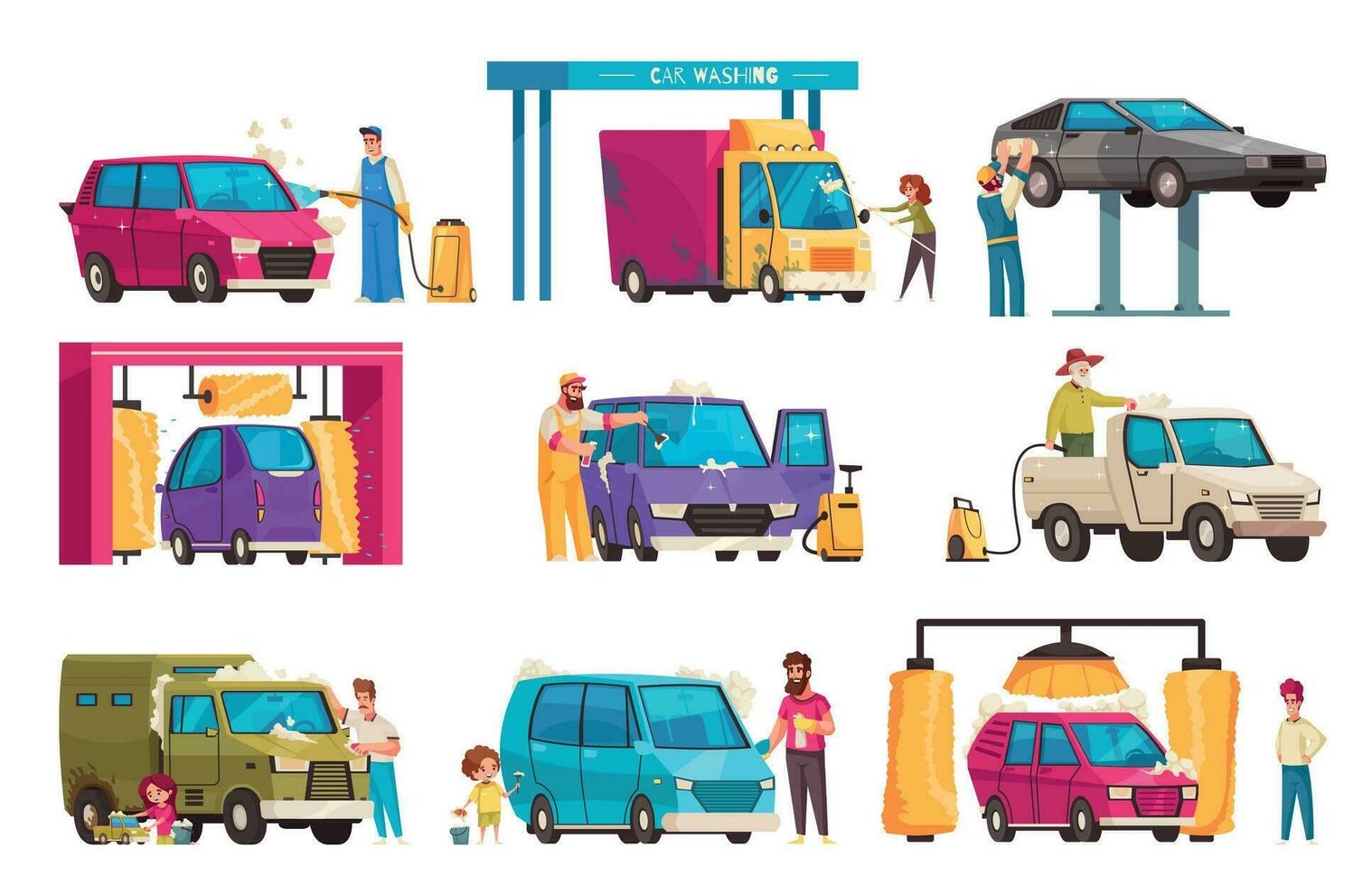 Car Wash Set vector