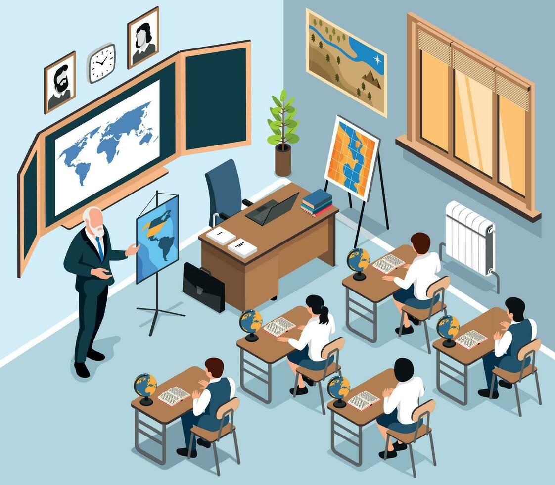Isometric Geography Class Composition vector