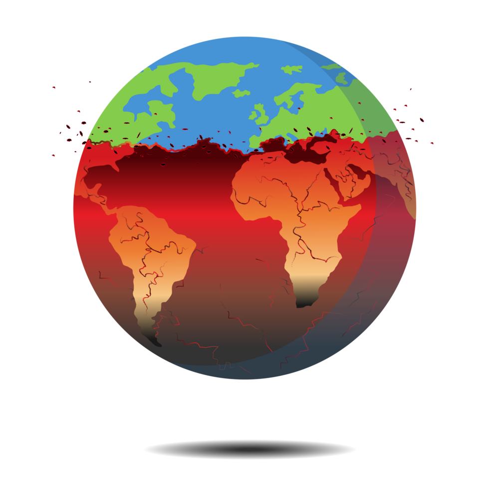 globaal brandend, klimaat verandering - wereld illustratie, grafisch illustratie van een warmte aarde. png