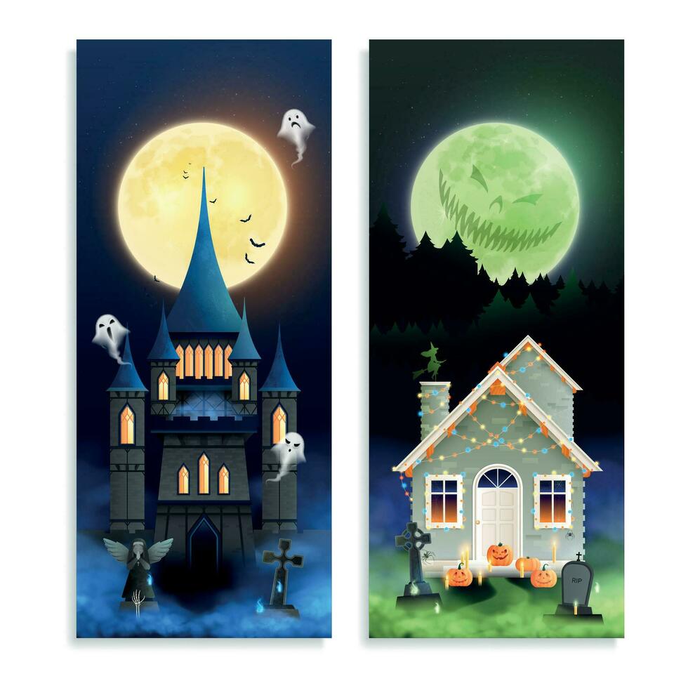 Halloween Cartoon Vertical Banners vector