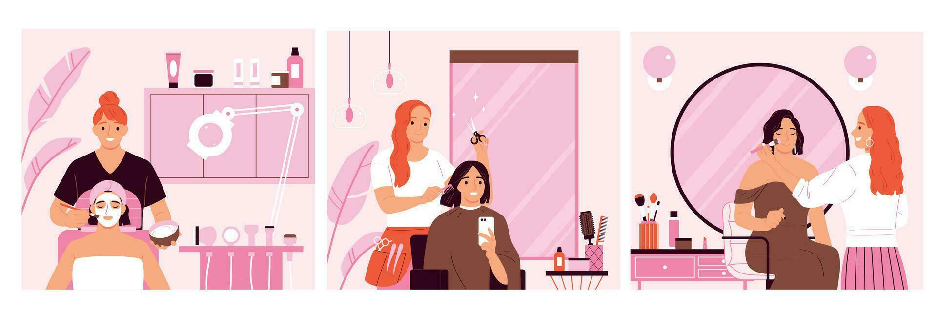 Beauty Service Compositions Set vector