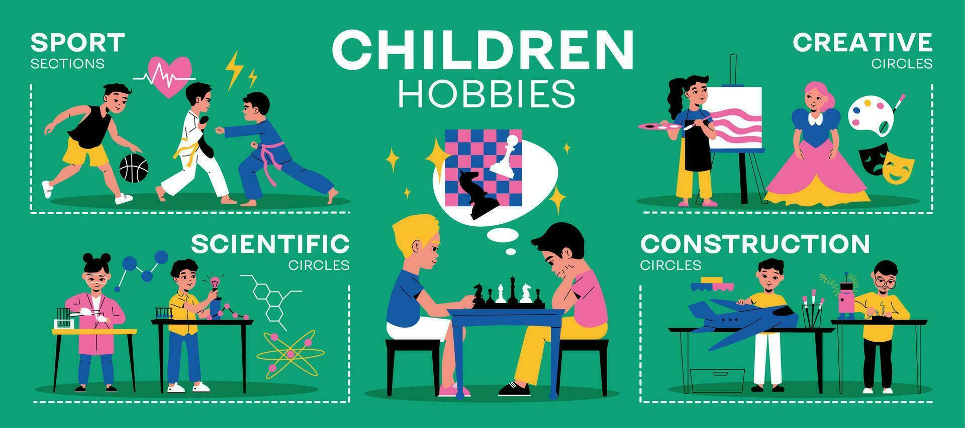 Children Hobbies Infographics vector