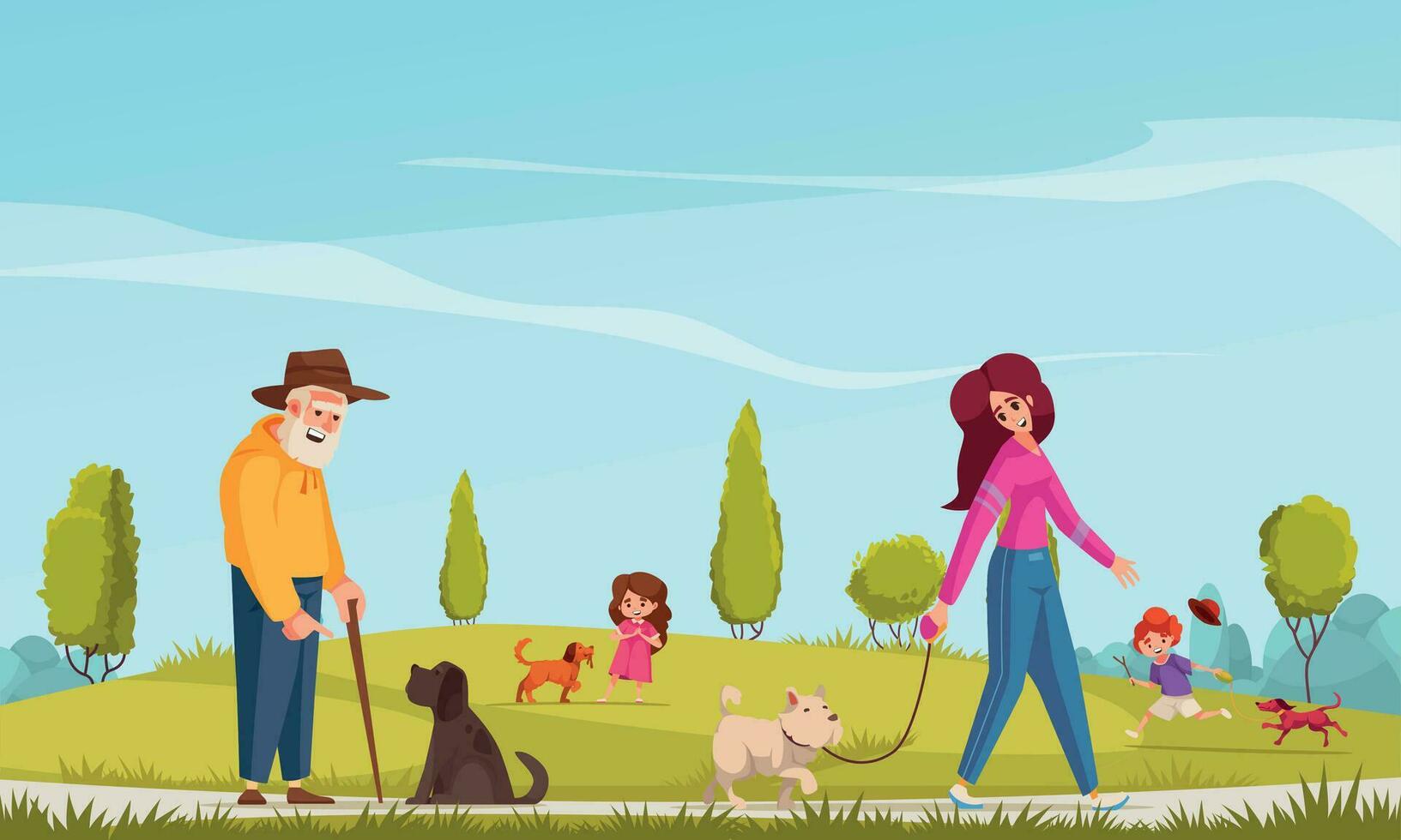 Dog Walking Cartoon vector