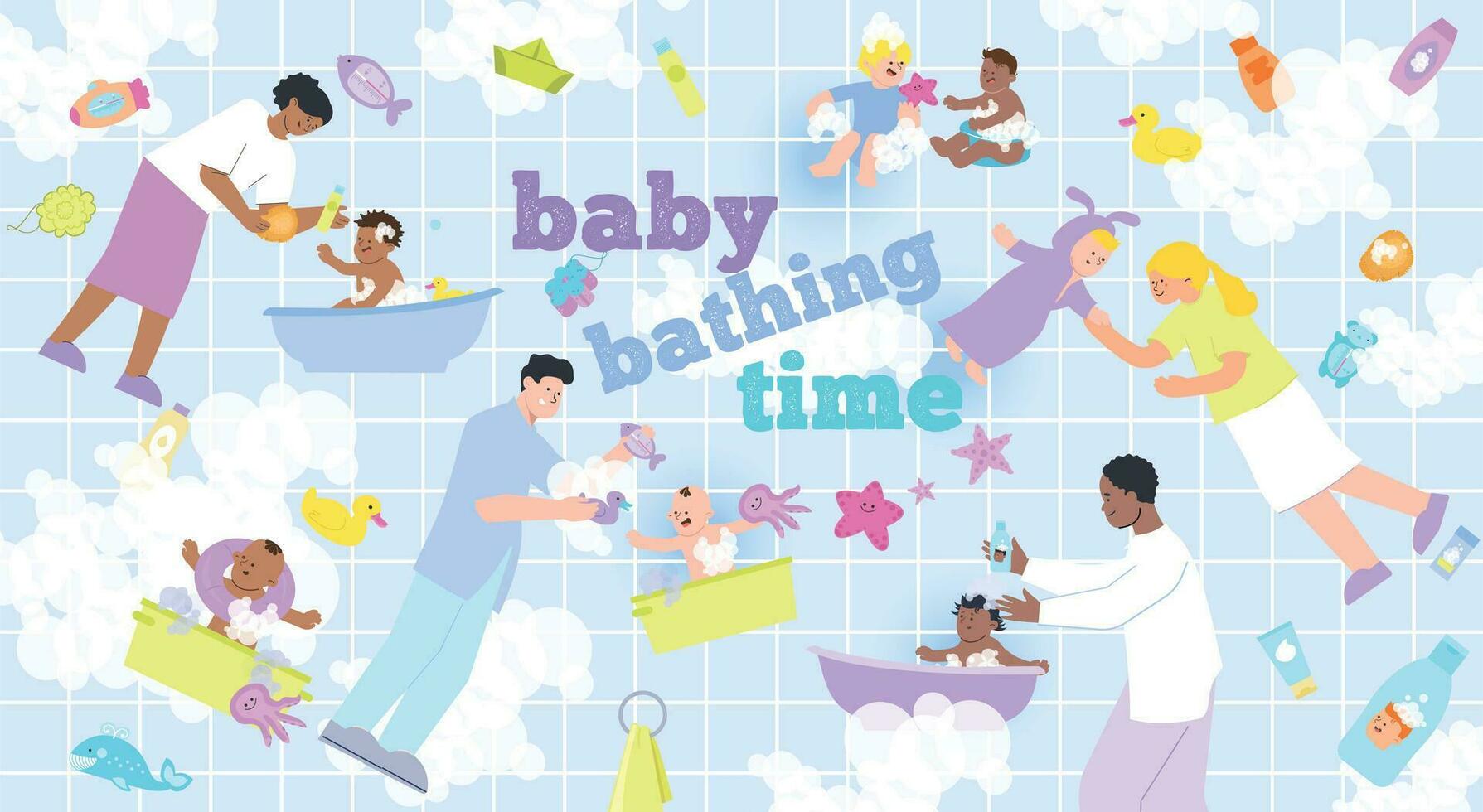 Baby Bathing Time Background vector