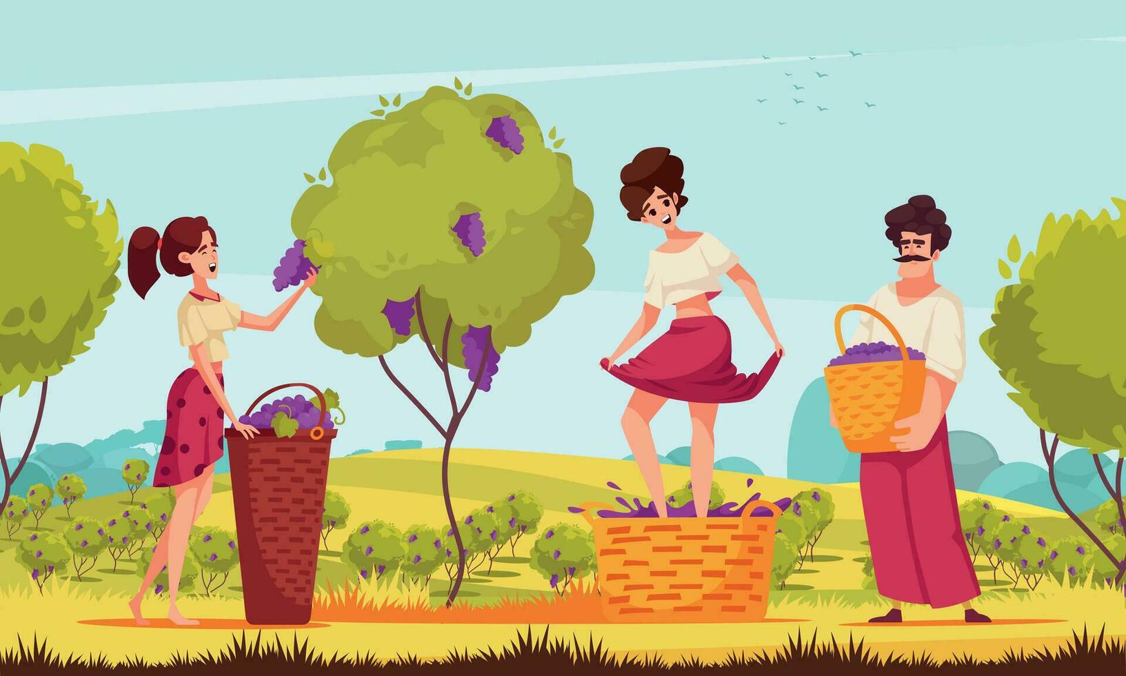 Wine Making Cartoon vector