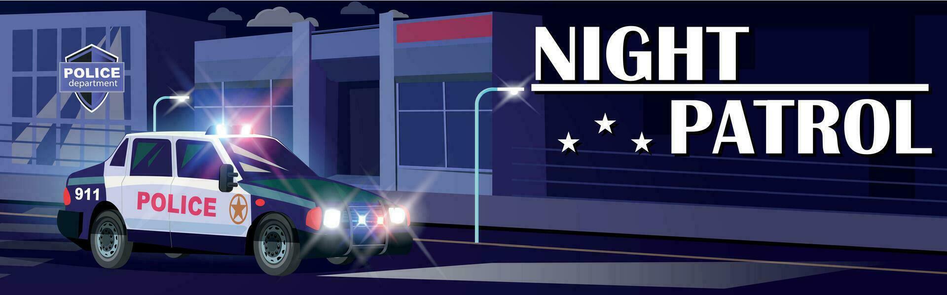 Night Police Patrol Background vector