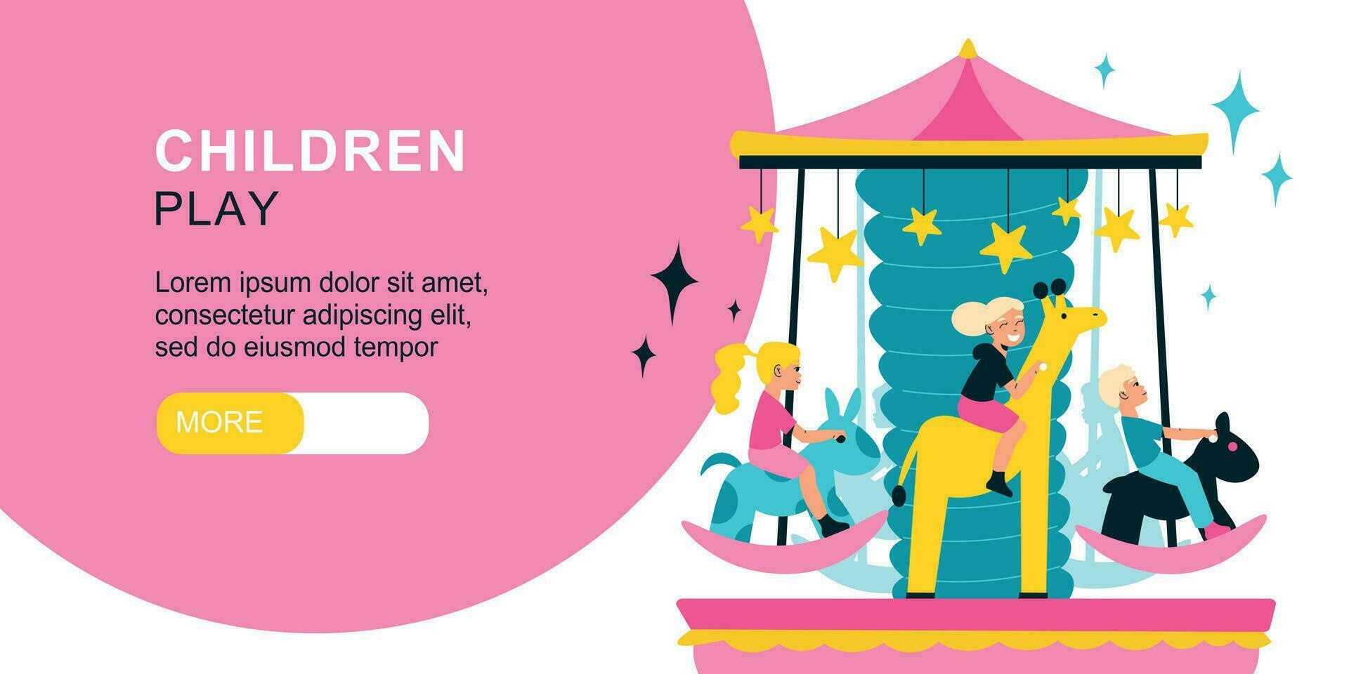 niños jugar habitación bandera vector
