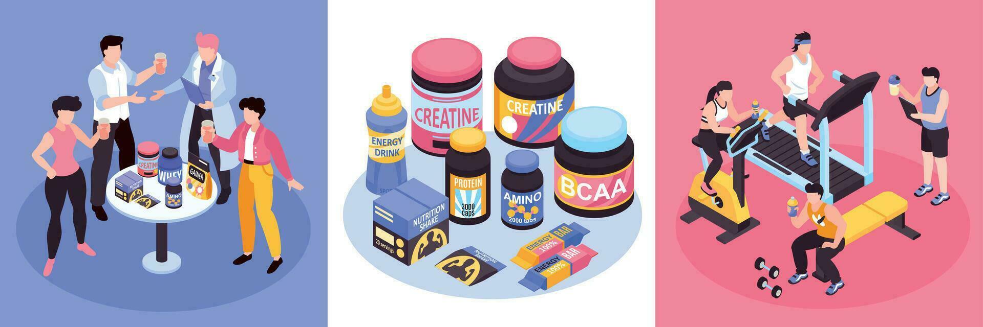 Sport Nutrition Square Set vector