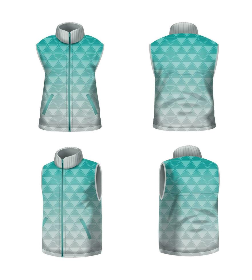 Realistic Sleeveless Jacket Set vector