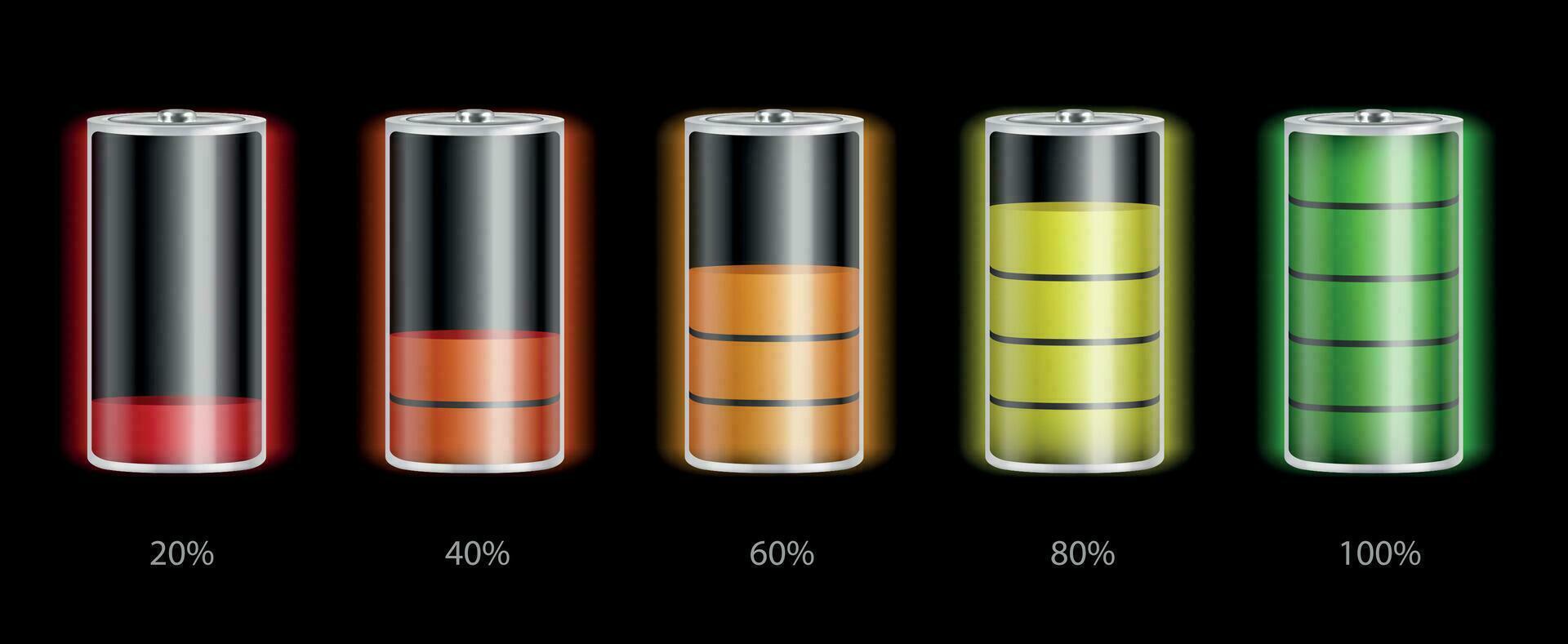 Batteries With Different Charge Levels vector