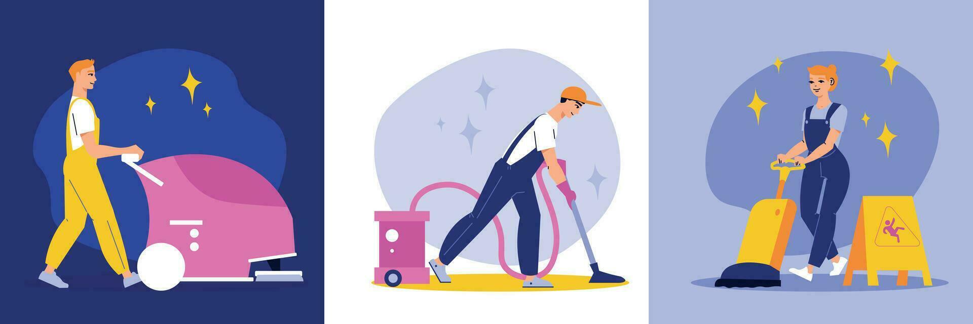 Cleaning Service Compositions Set vector