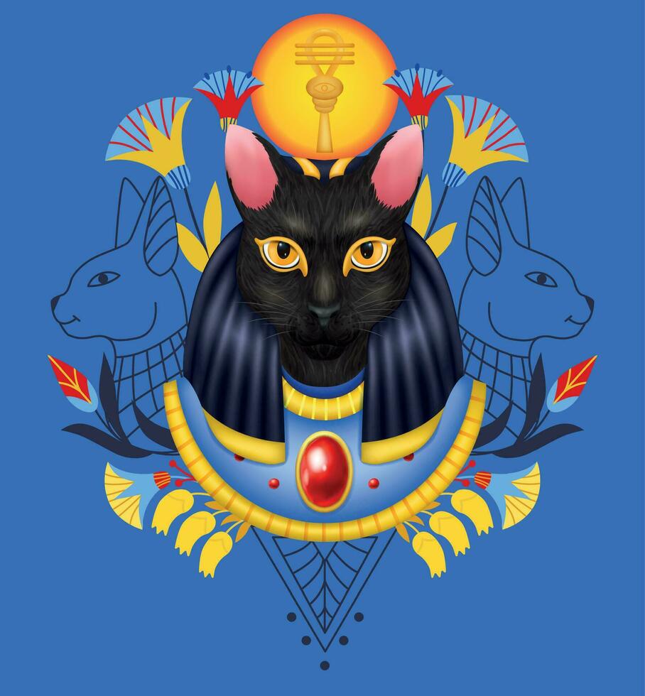 Bastet Egyptian God Composition vector