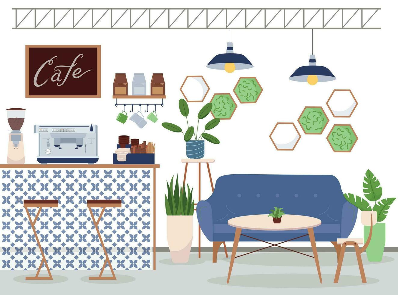 Modern Cafe Interior Background vector