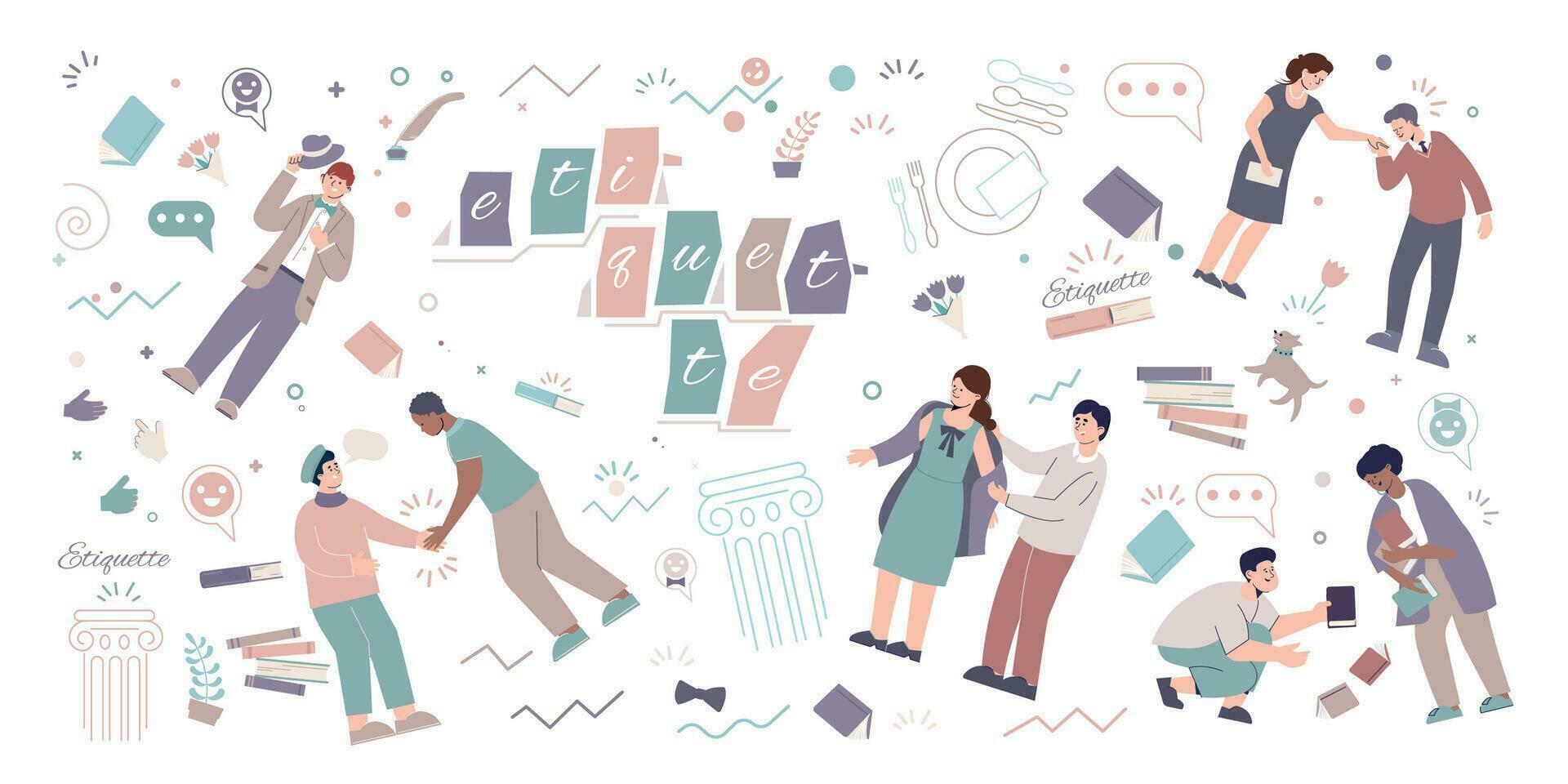 Etiquette Rules Flat Big Set vector
