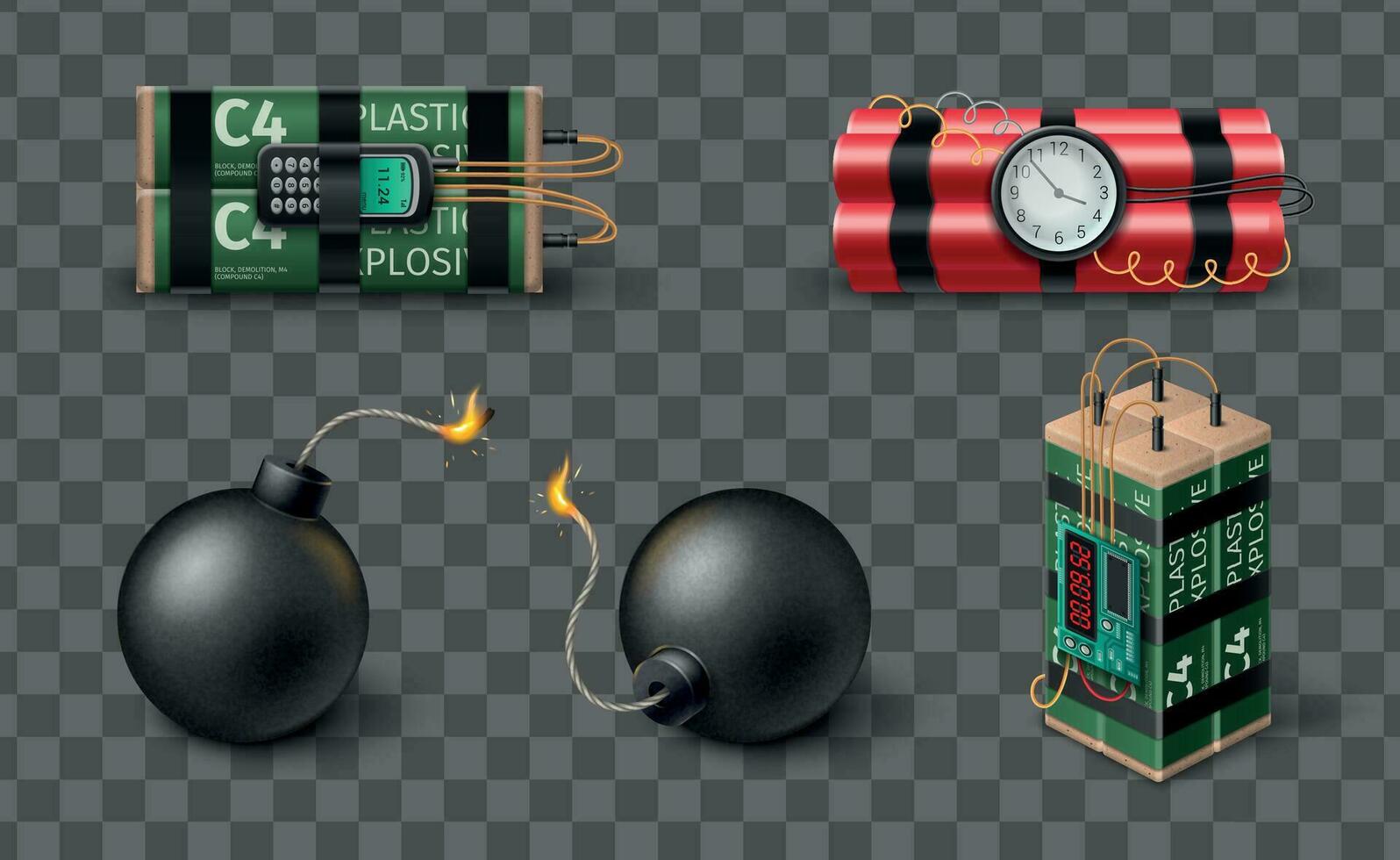 Bomb Realistic Set vector