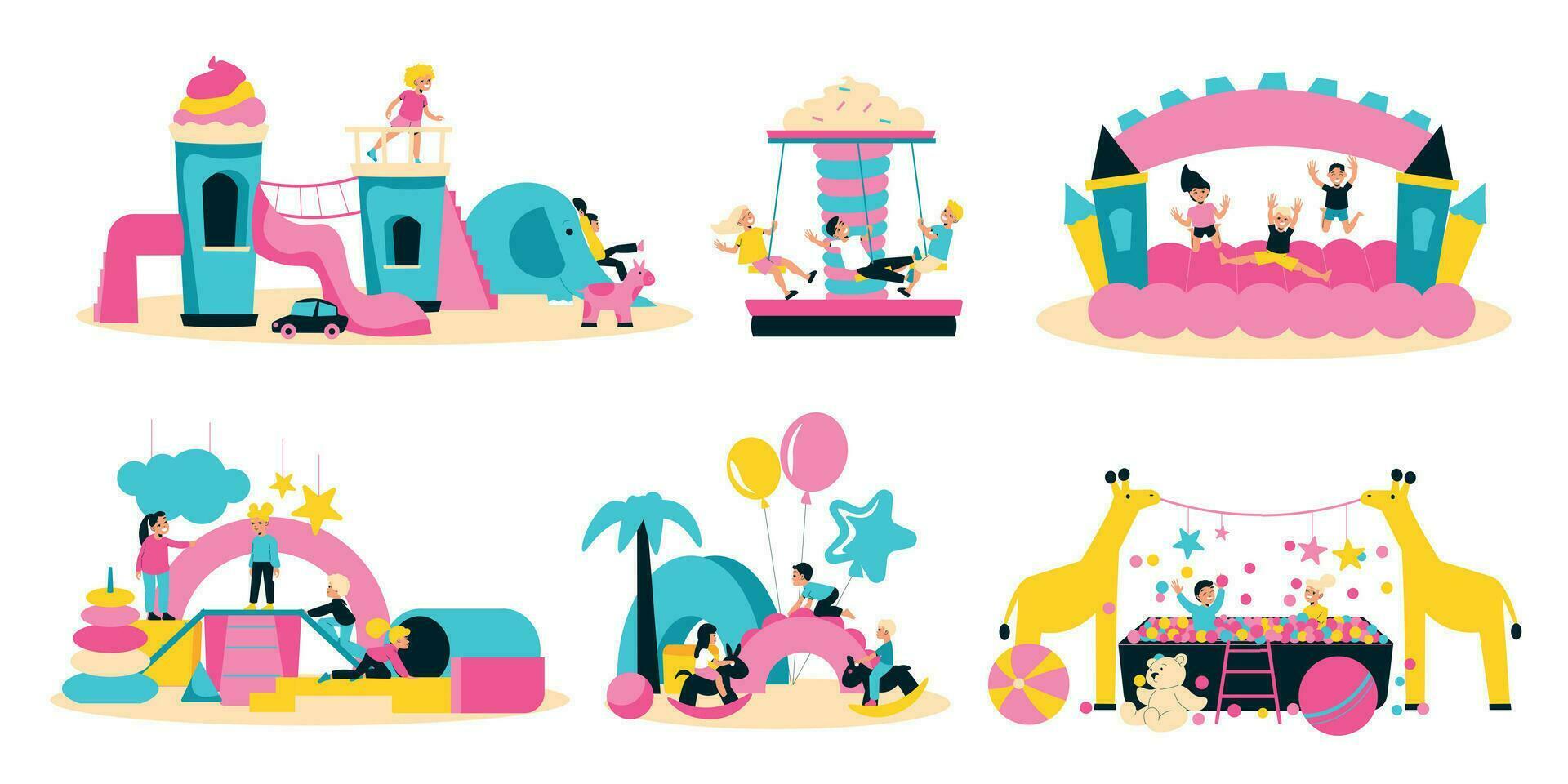 Children Playroom Compositions Set vector