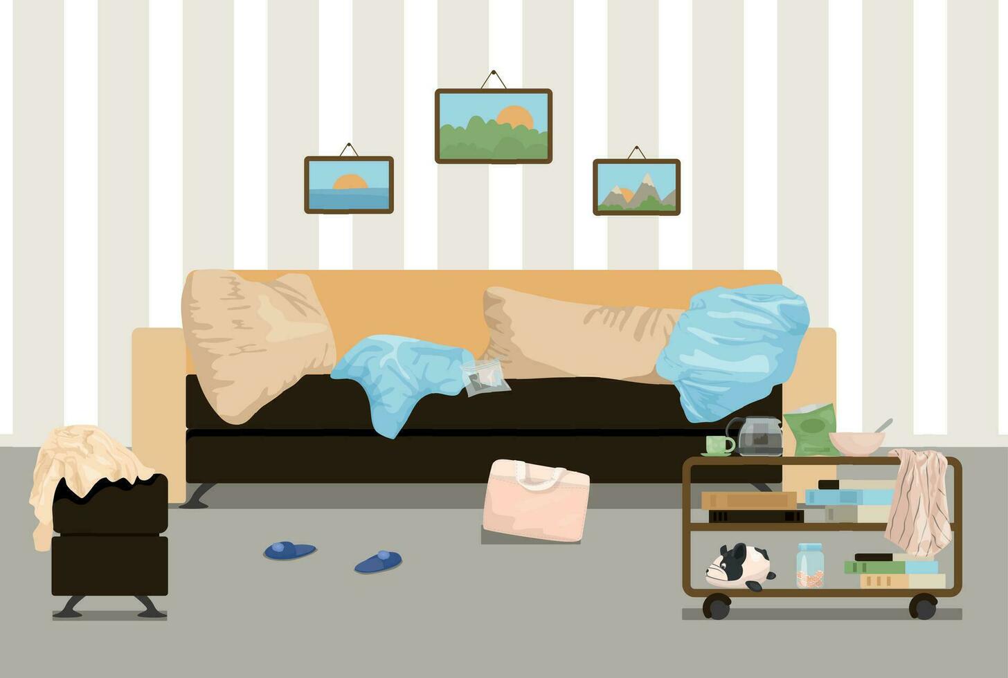 Messy Living Room Composition vector