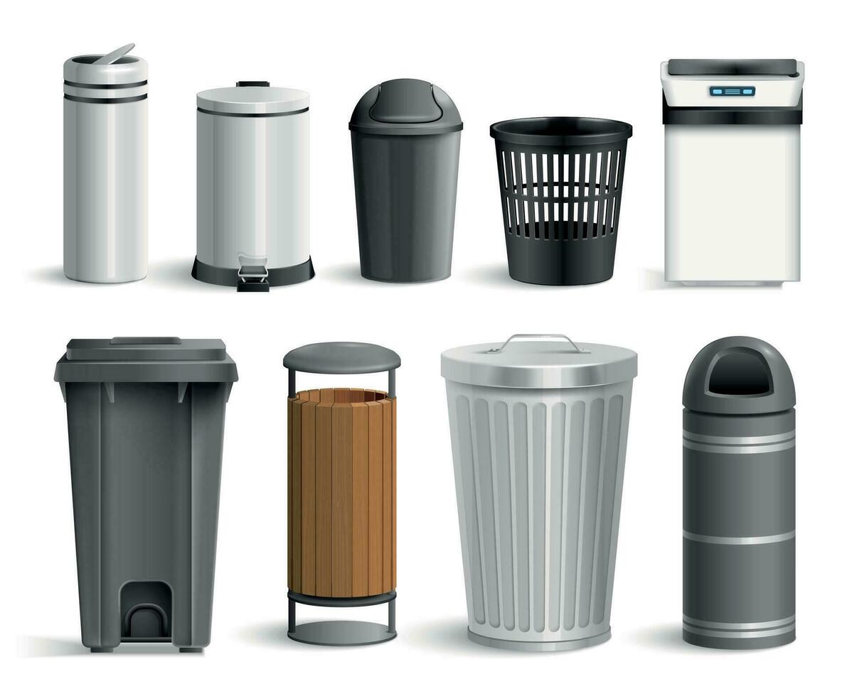 Bin Trash Buckets Collection vector
