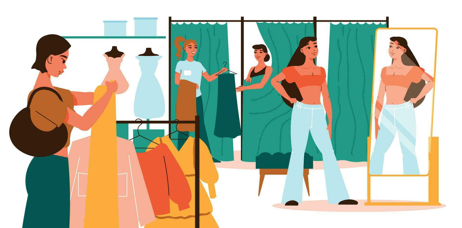 Fitting Room Flat Illustration vector