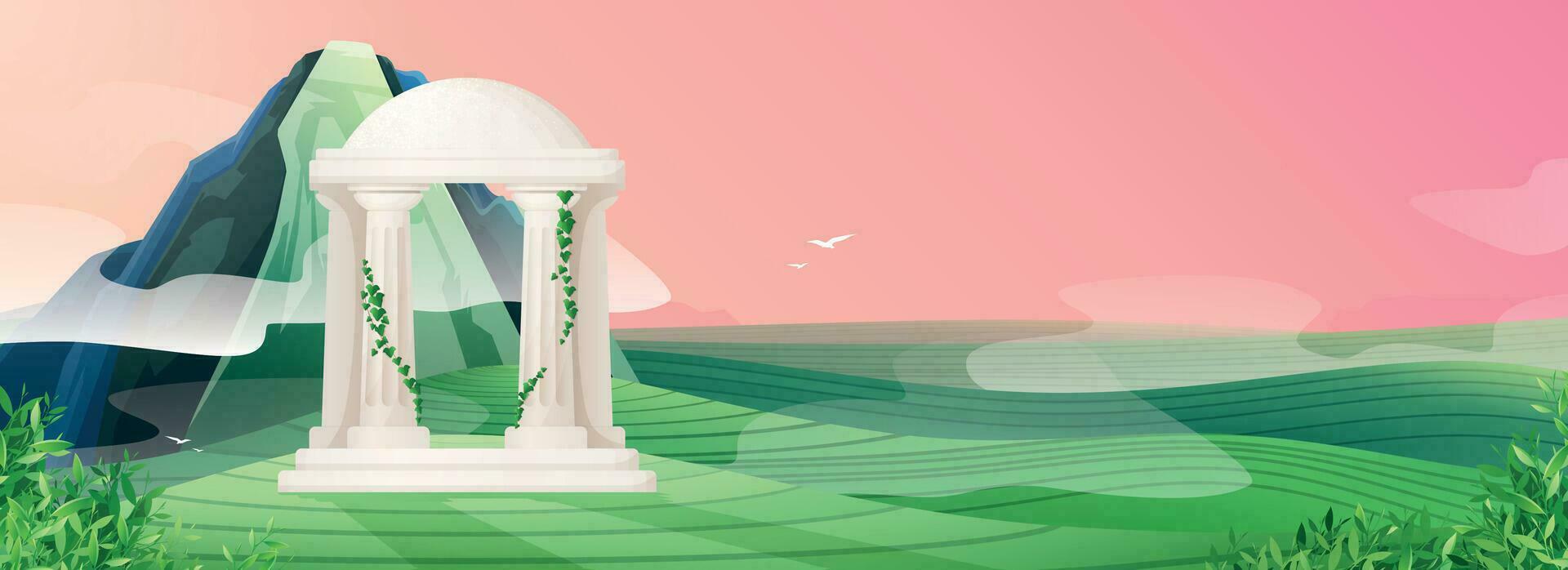 Gazebo Flat Landscape vector