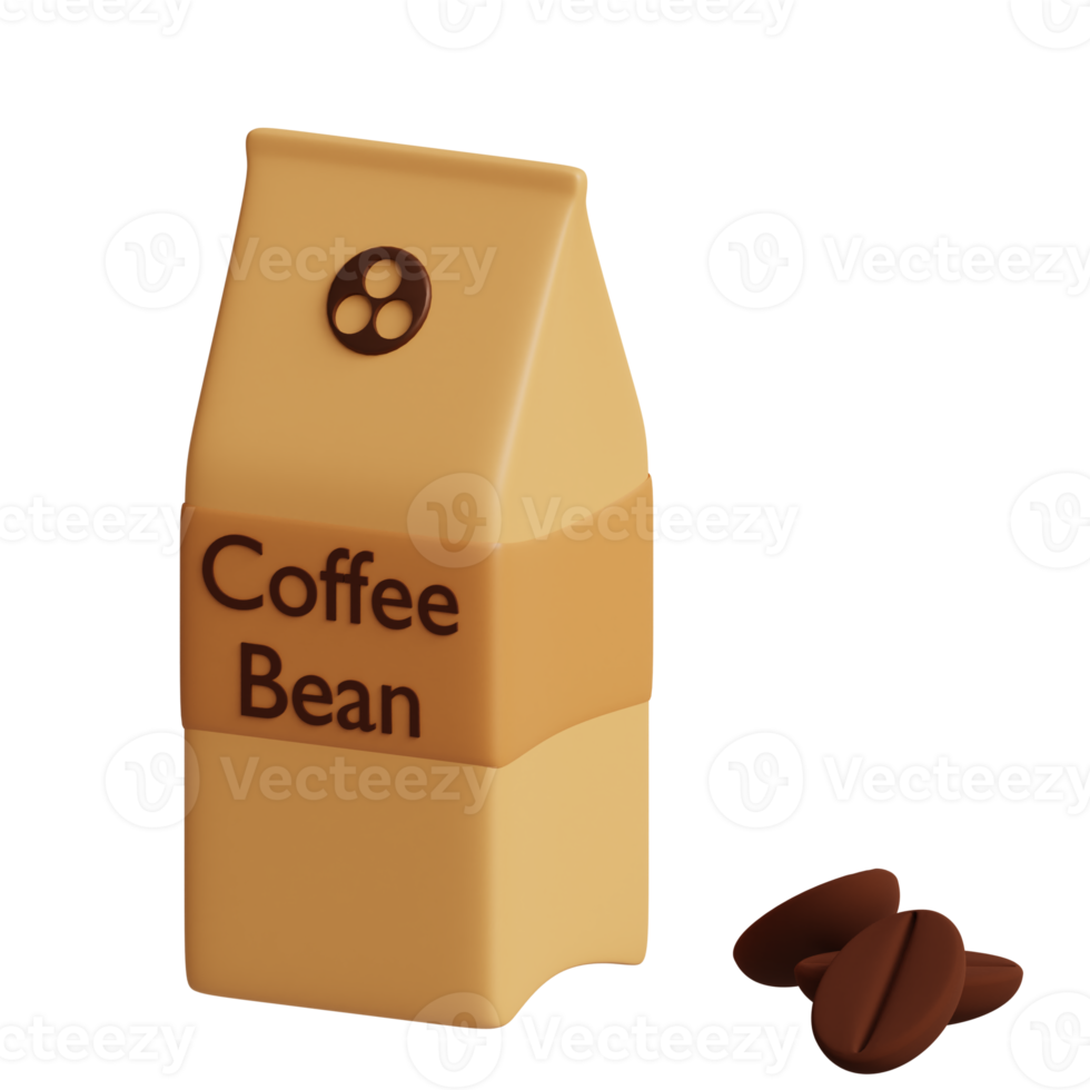 3d rendered coffee pack with coffee bean perfect for coffee shop design project png