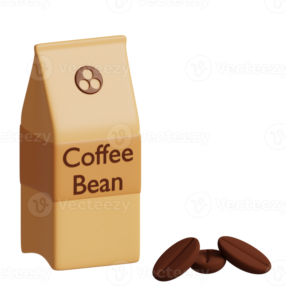3d rendered coffee pack with coffee bean perfect for coffee shop design project png