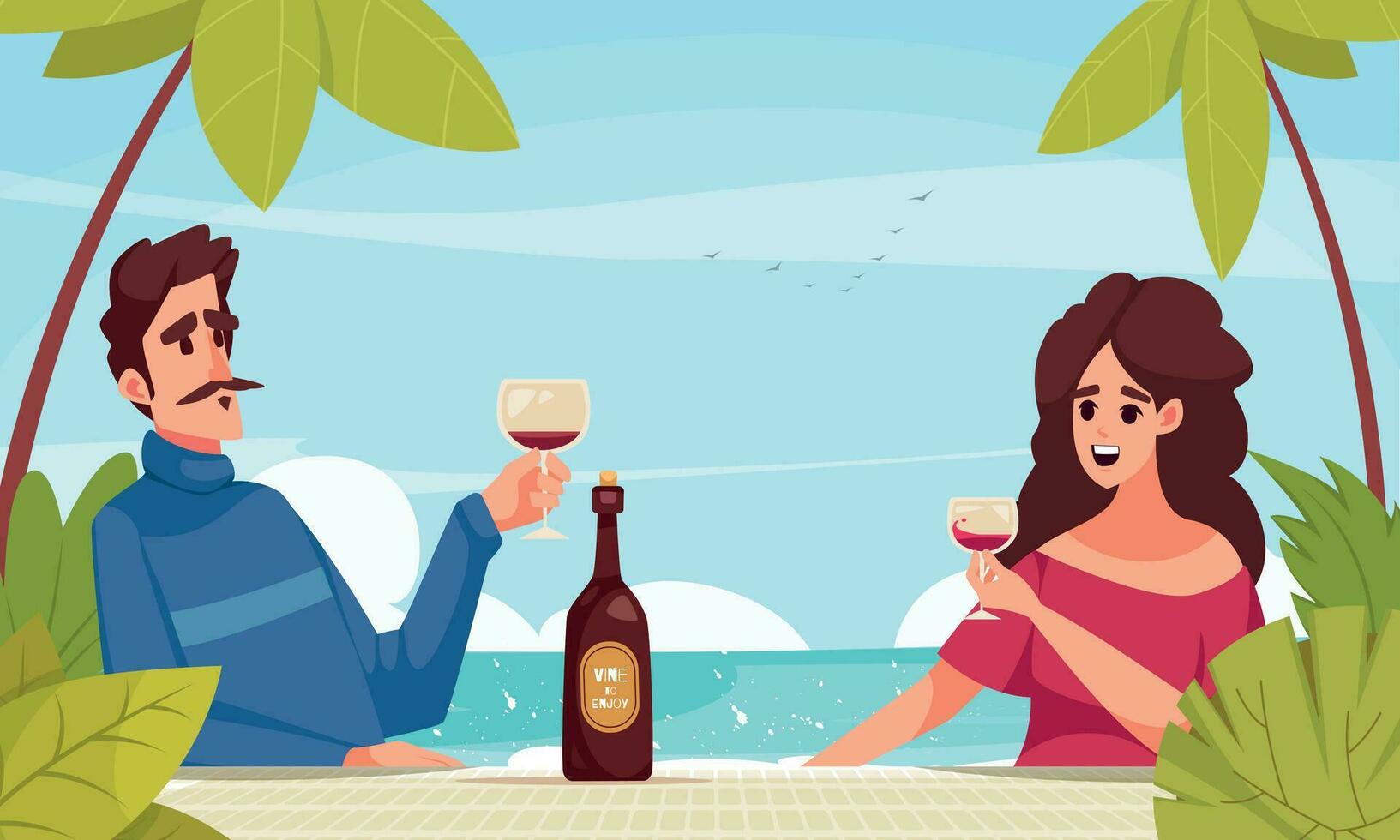 Wine Cartoon Scene vector