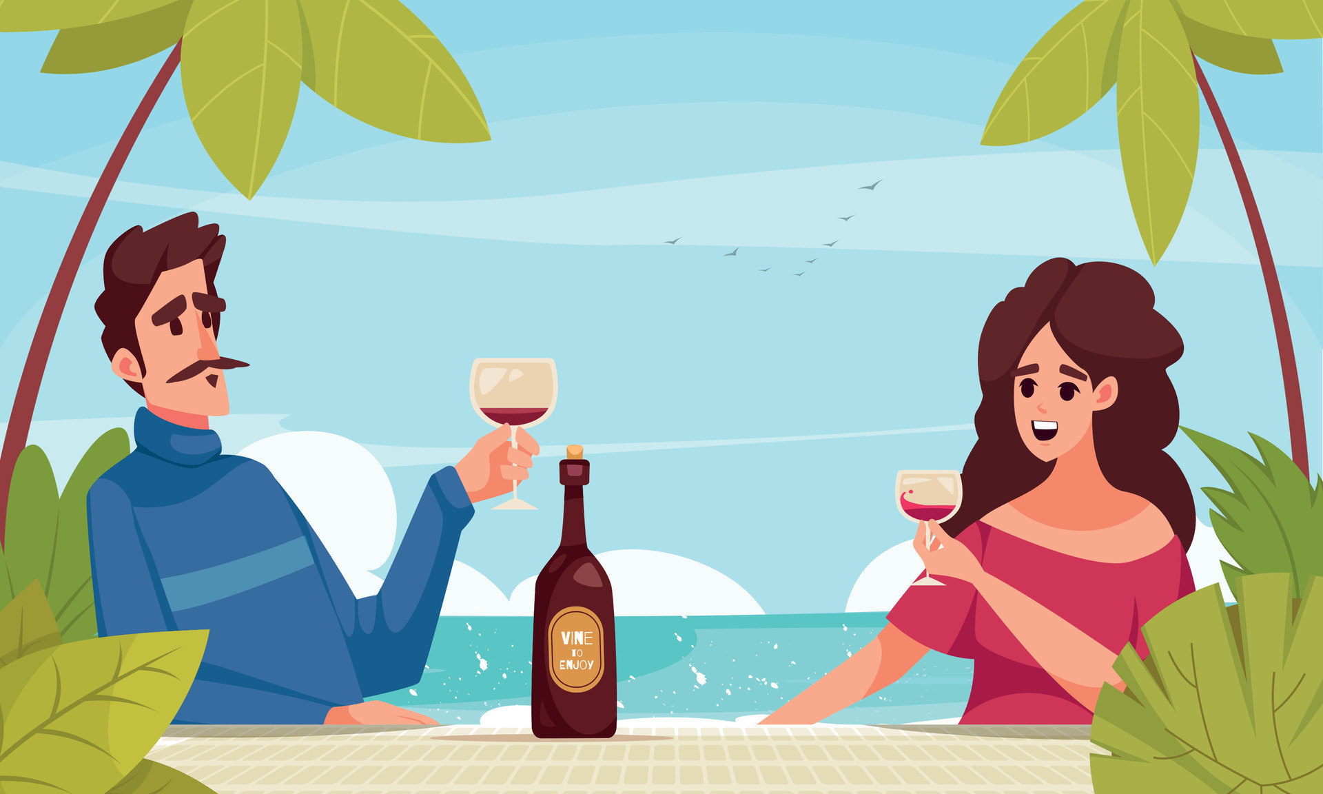 Wine Cartoon Scene 24854534 Vector Art at Vecteezy
