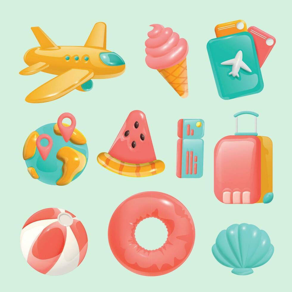 Travel Cartoon Color Set vector