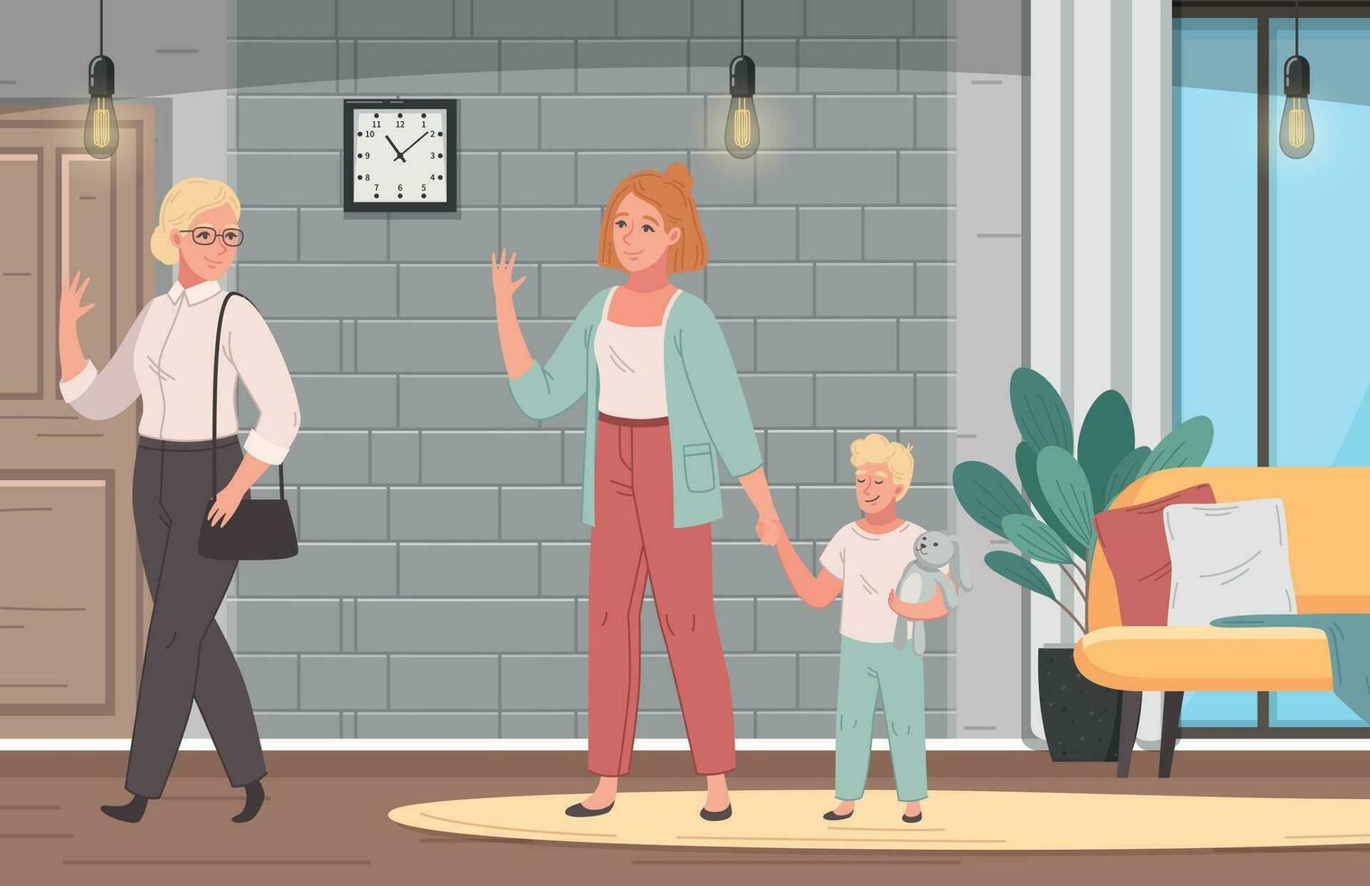 Babysitter Cartoon Illustration vector