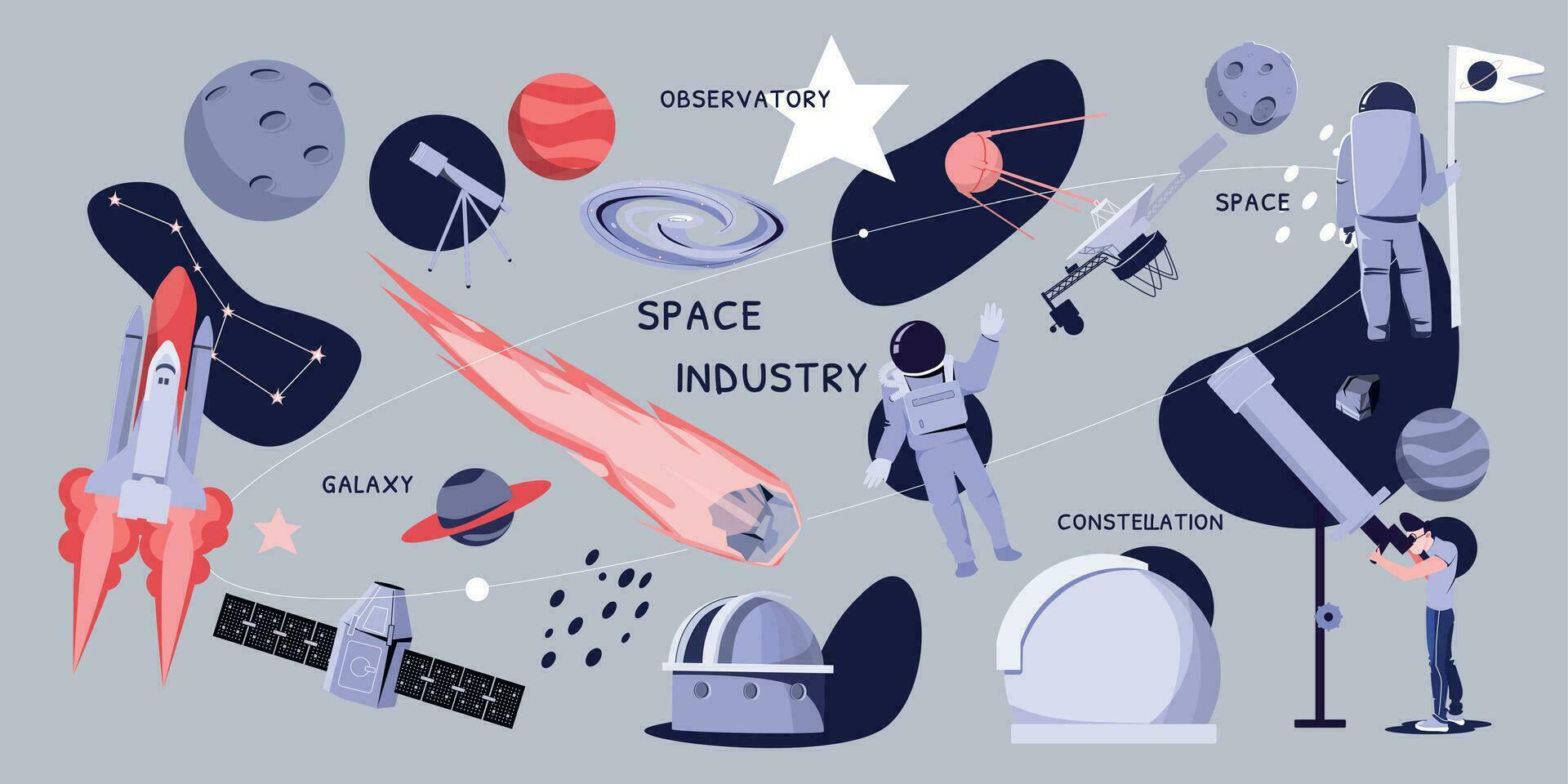 Space IndustryAbstract Set vector