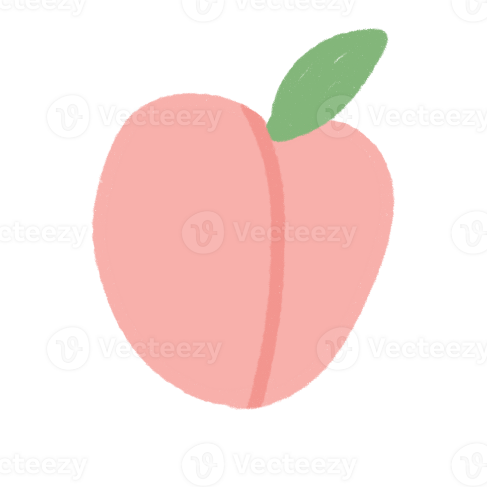 Pink peach with leaf png