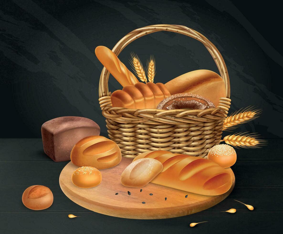 Realistic Bread Chalkboard vector