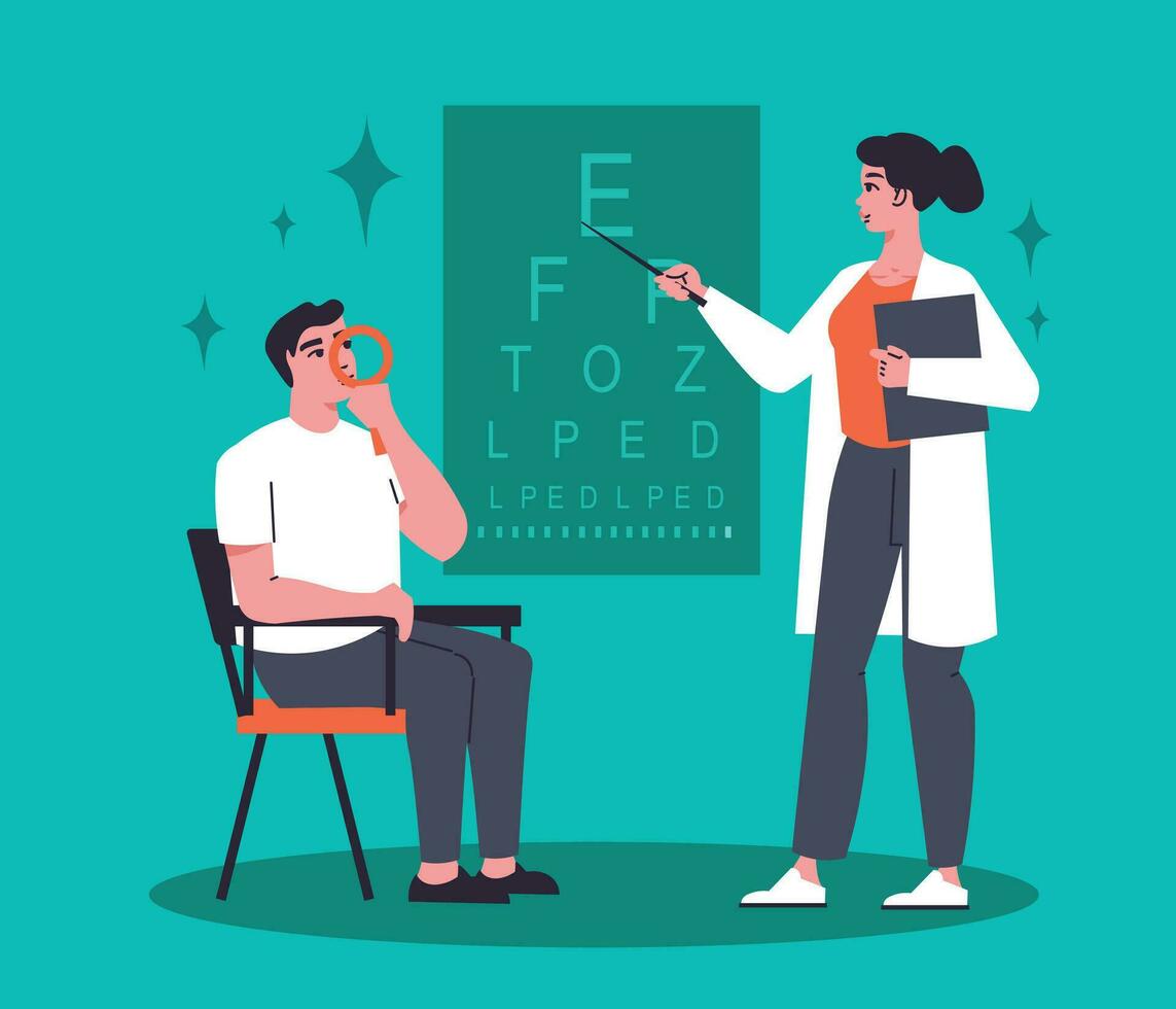 Ophthalmologist Flat Background vector