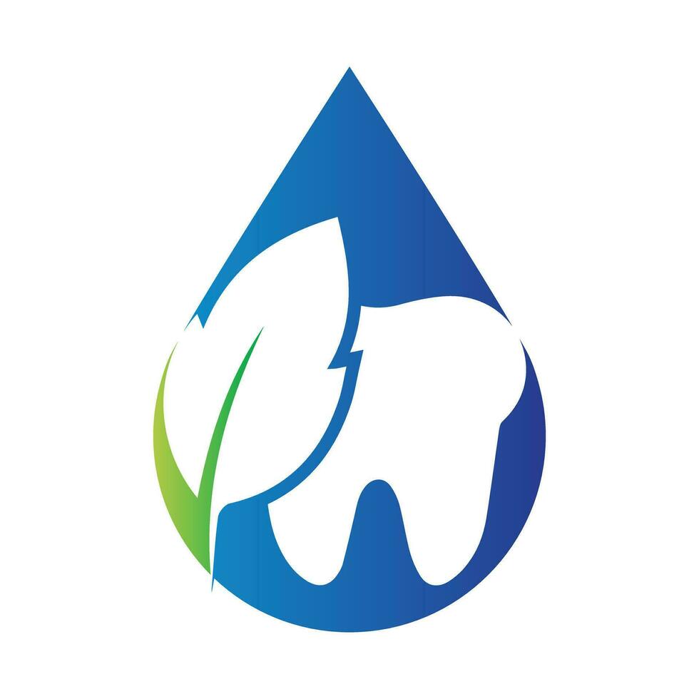diente logo dental cuidado con agua soltar forma vector ilustración