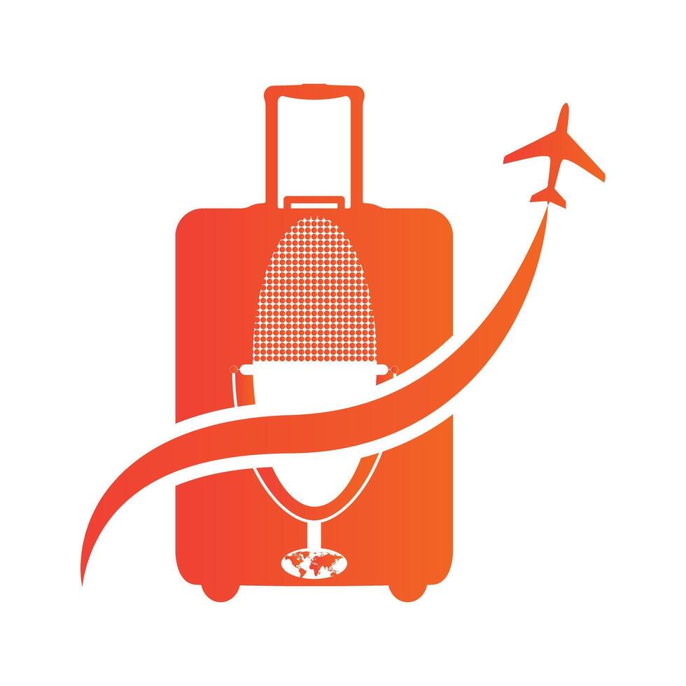 Travel  logo with podcast microphone vector illustration