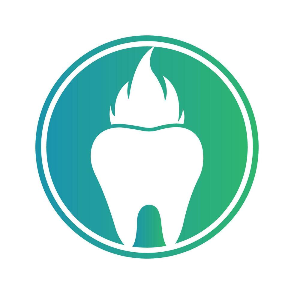 Tooth and fire design inside a shape of vector illustration