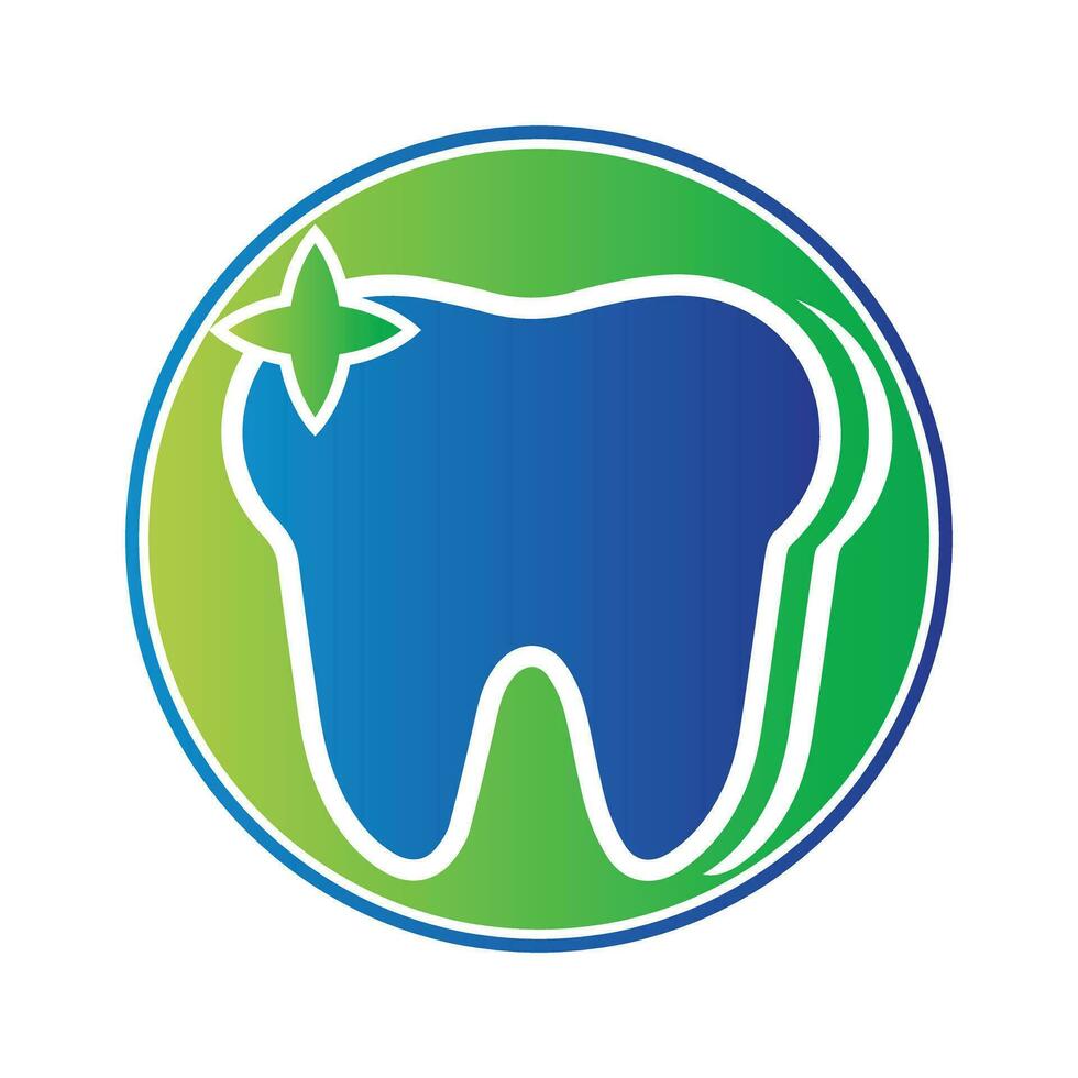 Tooth logo dental care with circle shape vector illustration