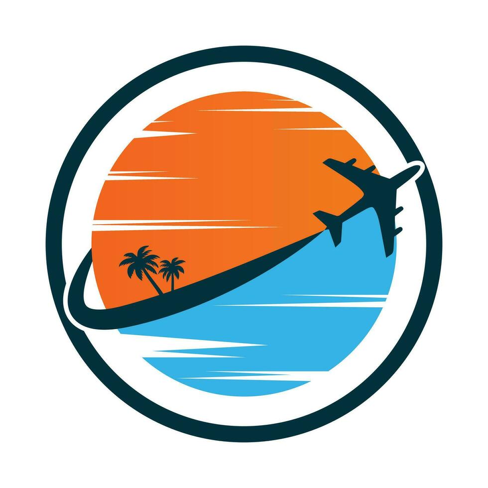 Travel agency logo with sea and sun vector illustration