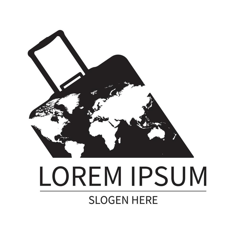 Travel agency logo with globe bag vector illustration