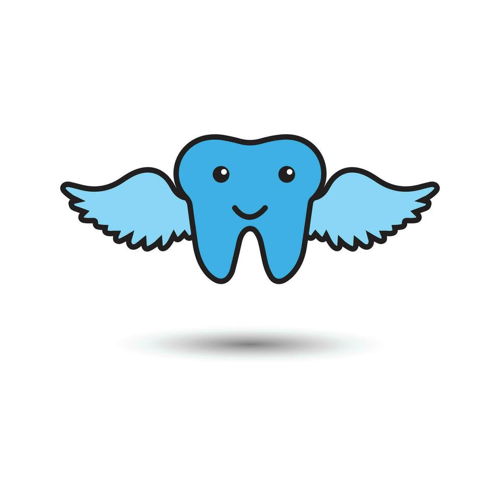 diente logo dental cuidado con volador alas vector ilustración