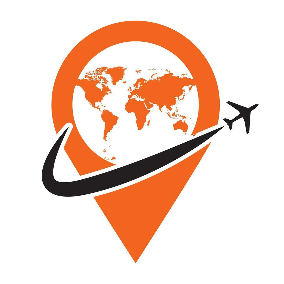 Travel agency logo with location pin vector illustration