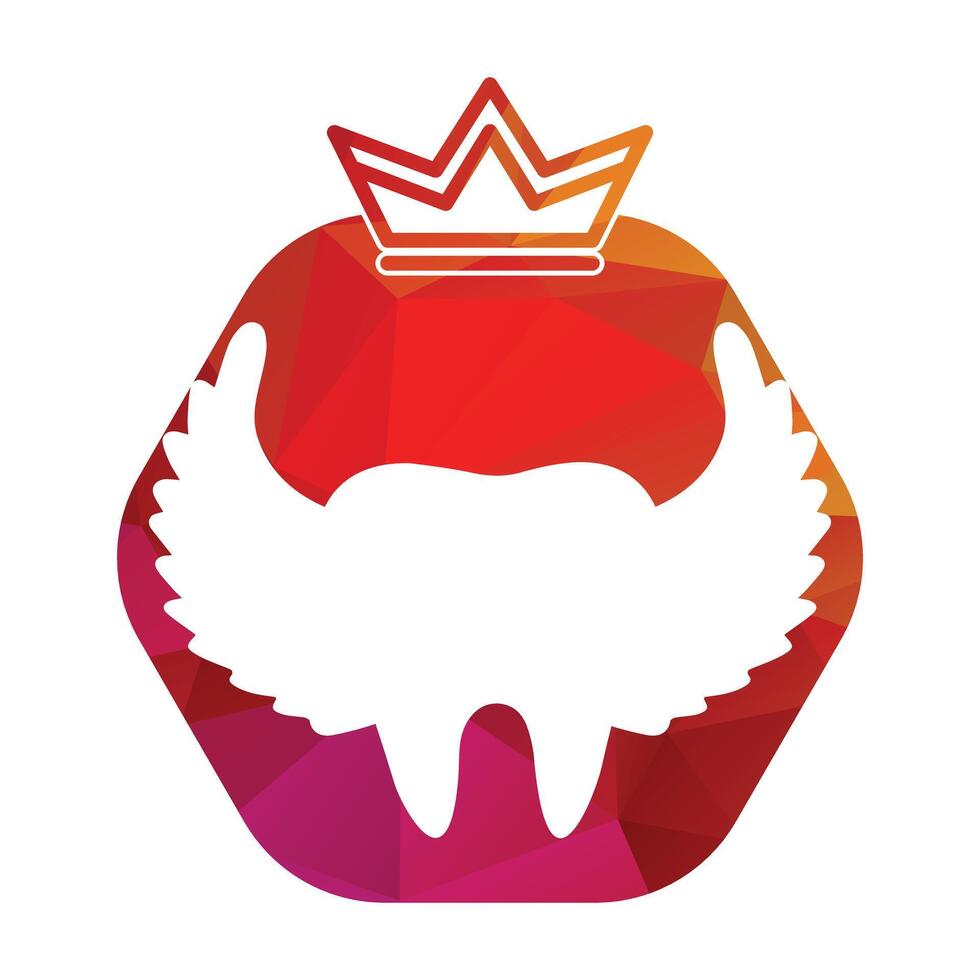 Tooth inside a shape of hexagon with crown icon vector