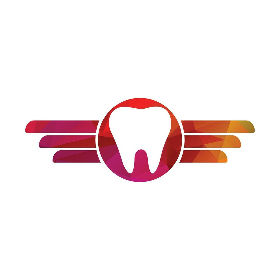 Tooth inside a circle with wings vector illustration