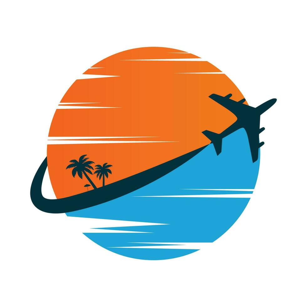 Travel agency logo with sea and sun vector illustration