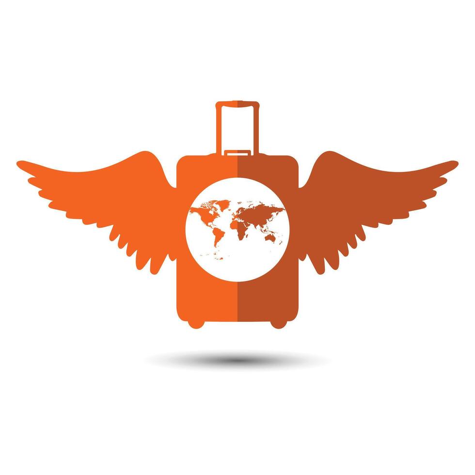 viaje agencia logo con ángel alas vector ilustración