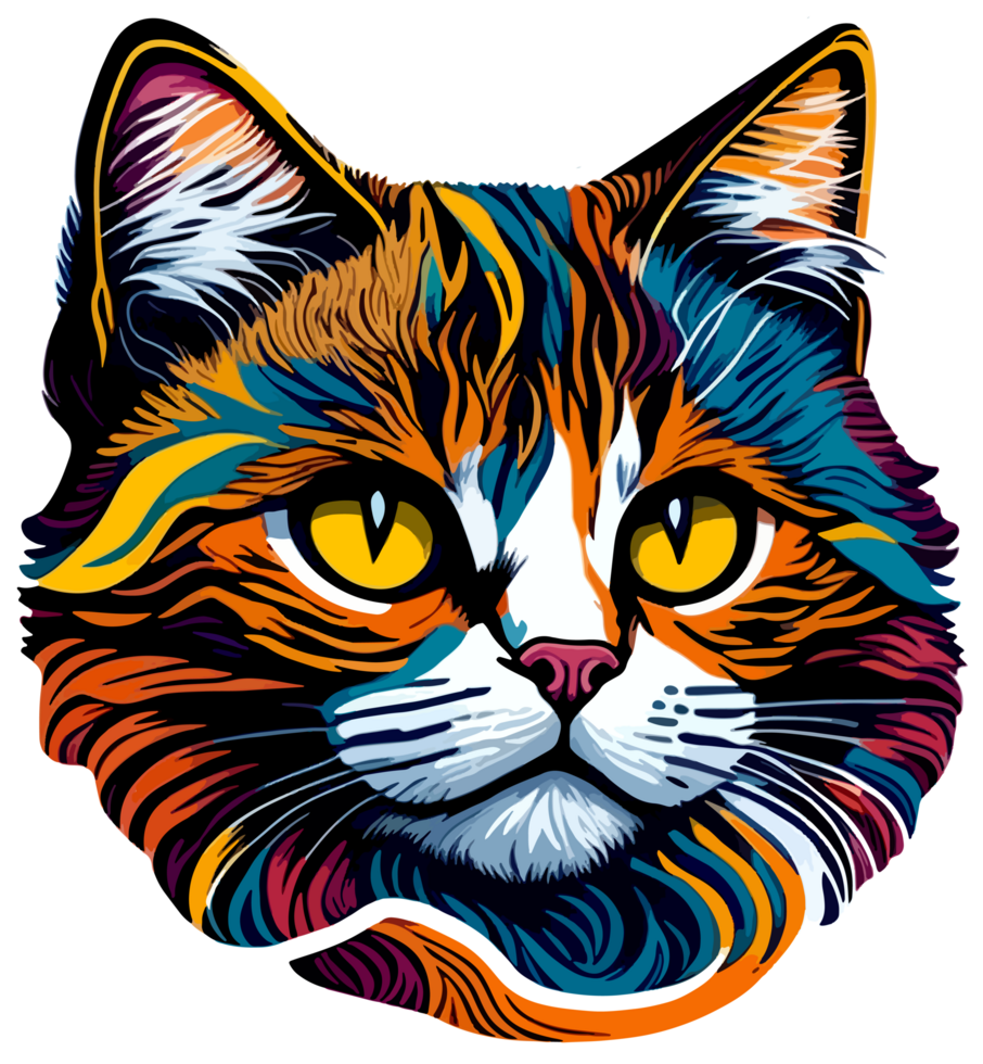 Art of Cat Face Sticker with png