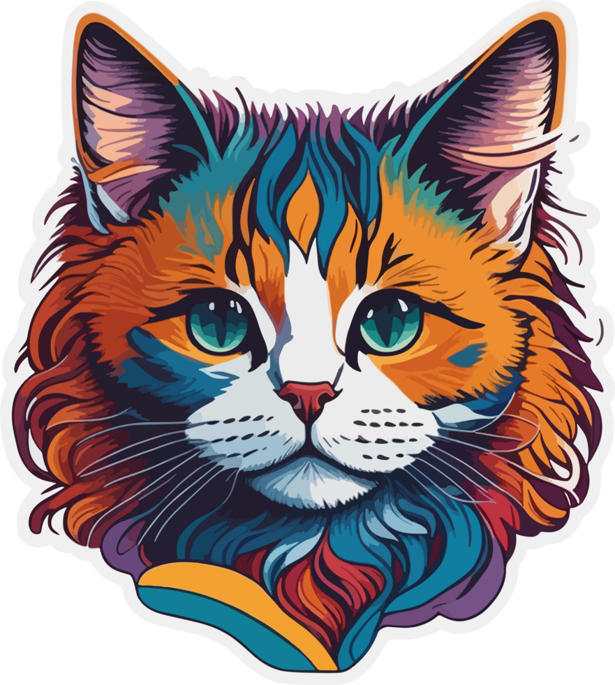 Cat Face Colorful Sticker with png
