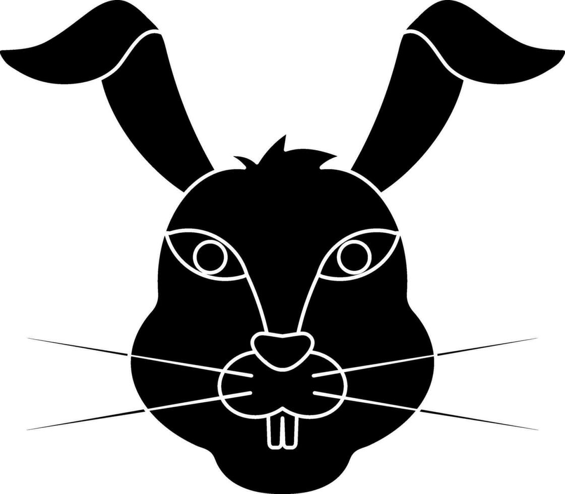 Rabbit head icon for chinese zodiac in glyph style. vector